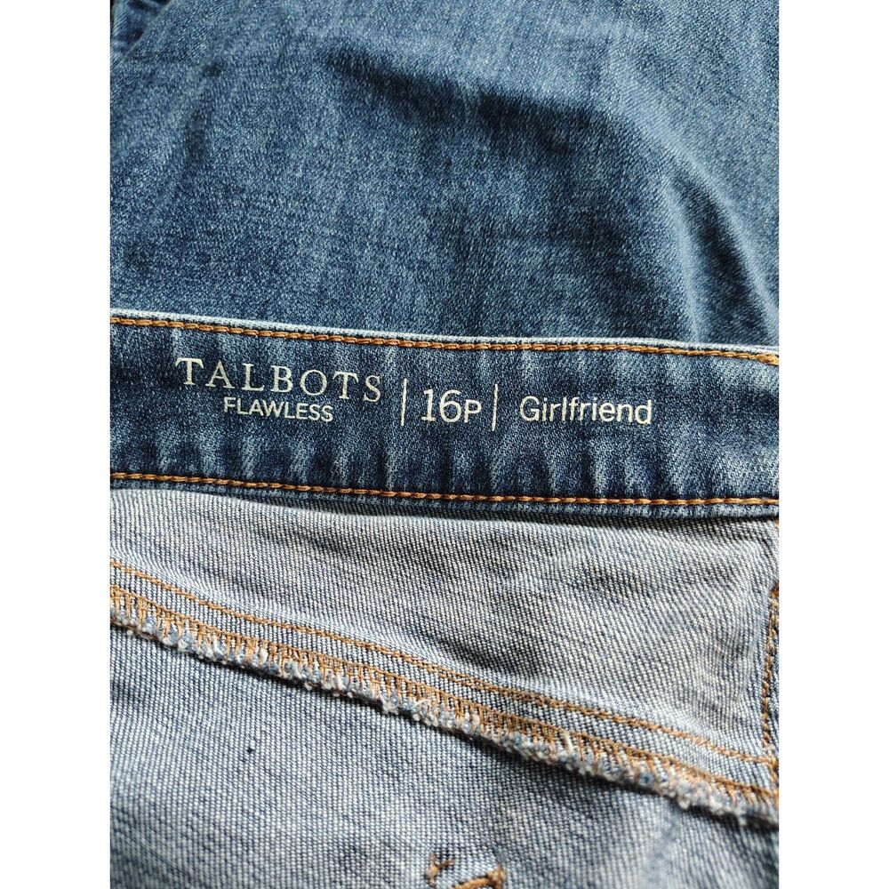 Talbots Flawless Girlfriend Ankle Jeans 16P Petite Mid Rise Stretch Blue Denim - Picture 5 of 6